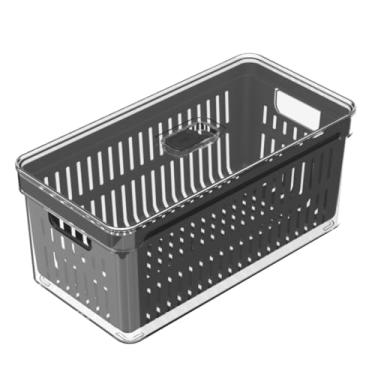 Imagem de Organizador de Geladeira com Escorredor Interno – Caixa Plástica de 5L para Legumes e Saladas | OU OF350NT