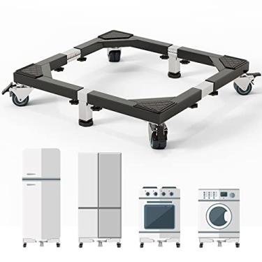 Imagem de CHINCHILLA Base de suporte móvel para geladeira de aço inoxidável resistente, suporte para máquina de lavar com rodas, carrinho ajustável para lavadora, geladeira e secadora (grande)