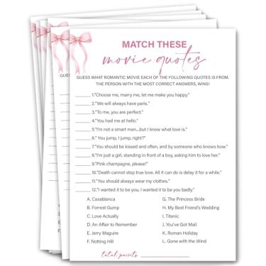 Imagem de Jogos de chá de panela - Combine essas citações de filmes, jogos de chá de casamento, jogos de noiva rosa, jogos de festa de despedida de solteira, jogos de chá de panela 30 convidados/P17