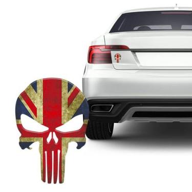 Imagem de Adesivo Caveira Justiceiro Resinado Inglaterra Envelhecida - SPORTINOX