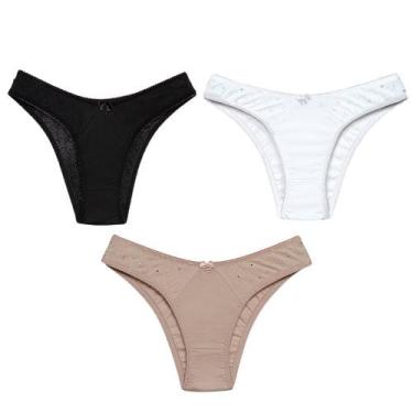 Imagem de 3 Calcinhas Tanga Luminate 0248 Algodão Preto Branco Choco, GG