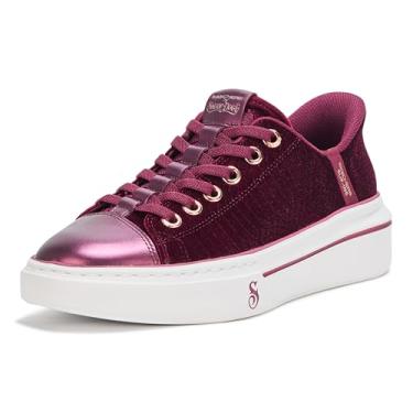 Imagem de Skechers Tênis feminino de veludo Snoop Hands Free Slip-ins, Borgonha, 36