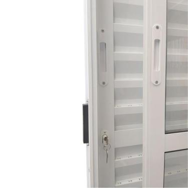 Imagem de Porta de Alumínio Balcão 3 Folhas Móveis Branca Linha 25 Com Fechadura
