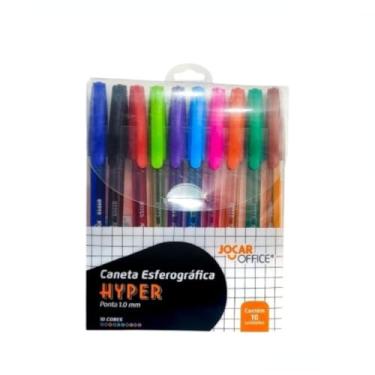 Imagem de Estojo 10 Caneta Colorida Office Hyper 1.0mm - Caneta Esferográfica