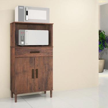 Imagem de Balcão Armário Organizador Microondas e Forno Duplo Café