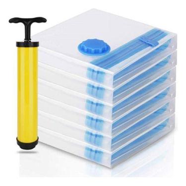 Imagem de 5 Un. Saco Vácuo 60x80cm + Bomba Organizador Guarda Roupa - SHM