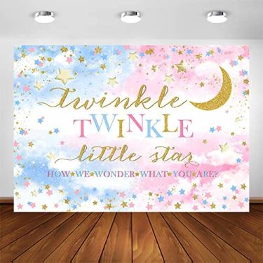 Imagem de Avezano Twinkle Twinkle Little Star Gênero Revelar Fundo Azul ou Rosa Gênero Revelar Decorações de Festa Menino ou Menina Gênero Revelar Festa Fundo Suprimentos Banner (3 x 2,4 m)