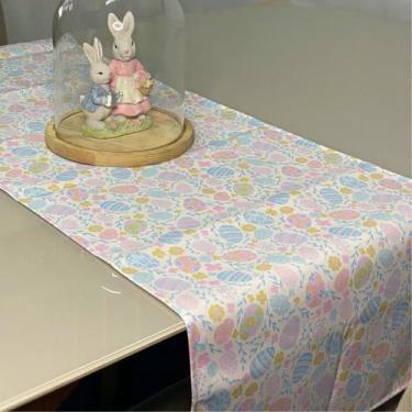 Imagem de Trilho Caminho de Mesa Páscoa Coelho Colorido - MUMUDECOR, OVOS ROSA E