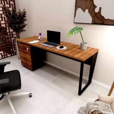 Imagem de Escrivaninha 1,80m x 0,60m com Gaveteiro 4 Gavetas F5 - F5 Office, Nog