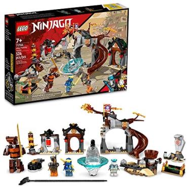 Imagem de Kit de construção lego ninjago Ninja Training Center 71764 com ninjago Zane e Jay, uma figura de cobra e um brinquedo giratório; brinquedos de constru
