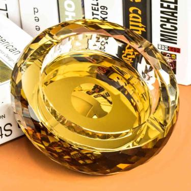 Imagem de Cinzeiro De Cristal Criativo Moda Personalidade Ornamentos Bom Presente Europeu Estilo De Luxo Cinzeiros Cinzeiros Para Cigarros, Gold, 18cm