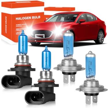 Imagem de OQSNCV Adequado Para Mazda 3 (2004-2009) Lâmpadas Halógenas, 9005 Farol Alto + H7 Lâmpadas De Farol Baixo Kit De Lâmpadas Halógenas De Substituição Para Faróis, Pacote Com 4