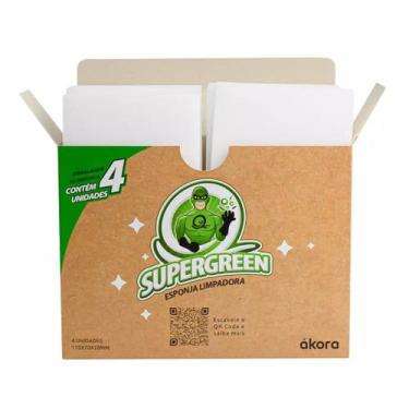 Imagem de Esponja mágica limpadora supergreen (4 unid) - AKORA