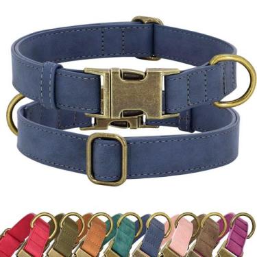 Imagem de Coleira para cães Didog Soft Leather Durable com liberação rápida Blue