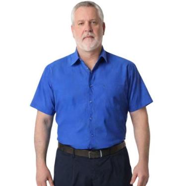 Imagem de Camisa Social Microleve Manga Curta Plus Size Não Amassa - C&C, Azul r