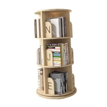 Imagem de AKALNNB Estante giratória de 360°, prateleira de canto de madeira maciça para CD no 6º andar, prateleiras com design aberto para quartos, salas de estar, salas de jogos