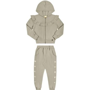 Imagem de Conjunto Infantil Inveno Menina Jaqueta Com Capuz E Calça Moletom Tricô Verde - Angerô-Feminino