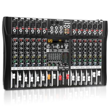 Imagem de MICNAUX Mesa De Mixagem Profissional De 12 Canais Com 320 Efeitos Dsp, Equalizador De 7 Bandas, Mesa De Mixagem De Som, Mixer Digital Para Dj Com Usb Bluetooth Mp3 Para Gravação, Alimentação Indepe
