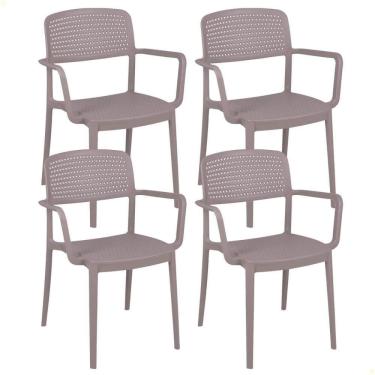 Imagem de Kit 4 Cadeiras Serena Tramontina em Polipropileno Camurça com Braços 92097210