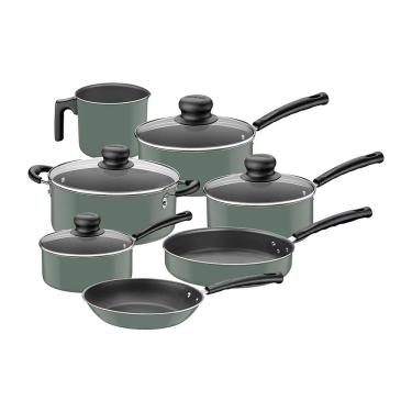 Imagem de Jogo de Panelas Tramontina Versalhes AA Peças Antiaderente Starflon Tampas de Vidro Verde