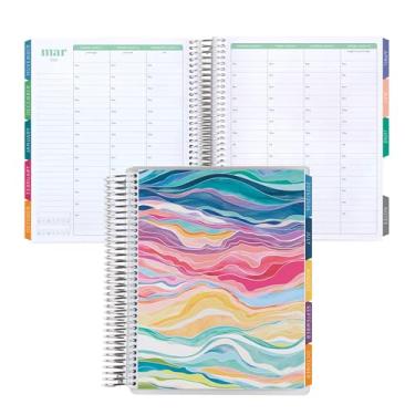 Imagem de Erin Condren Planejador de vida em espiral de 12 meses (julho de 2025 a junho de 2026), agenda semanal e mensal de 17,78 x 23 cm, papel de peso de texto de 36 kg, capas coloridas em camadas, tema