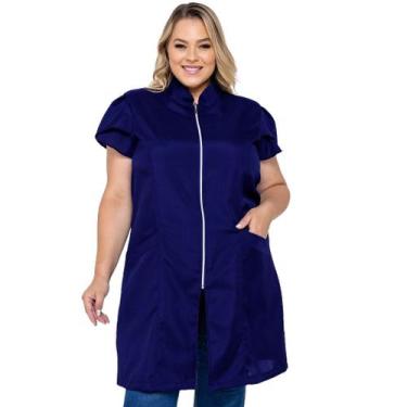 Imagem de Jaleco Feminino Oxford Zíper Manga Curta Plus Size Lia - Supply Premiu