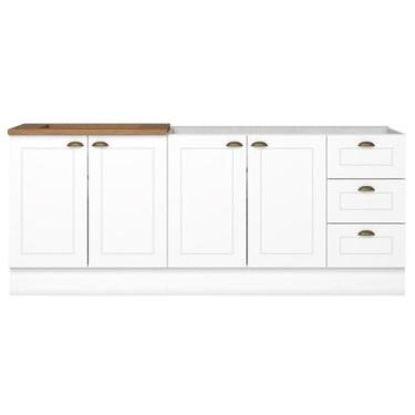 Imagem de Balcao Pia 120cm Balcao Cooktop 80cm Americana Branco Nature Henn, Bra