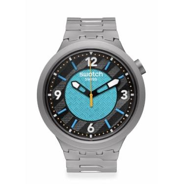 Imagem de Swatch Relógio unissex preto de aço inoxidável quartzo Frostbloom, Azul, Poder da Natureza