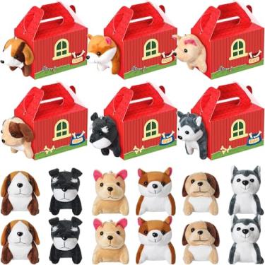 Imagem de Fainne 12 caixas de lembrancinhas de festa de cachorro com 12 peças, mini conjunto de pelúcia para cães Adote um filhote de cachorro, lembrancinhas, caixas dobráveis para presente de cachorro, animal