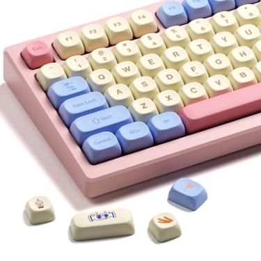 Imagem de Teclas PBT, perfil MOA, teclas fofas, rosa, kawaii, anime, redondo, conjunto de teclas personalizadas para teclados mecânicos Cherry Gateron MX Switchs, Rainbow Candy