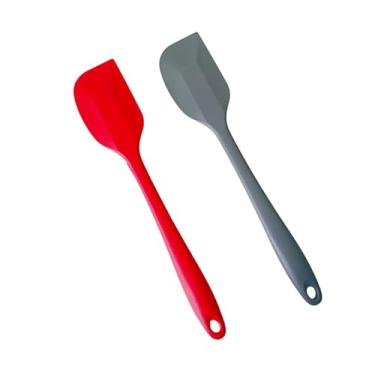 Imagem de Kit 2 Espátula Pão Duro p/Raspar Doces e Cozinhar Não Risca Antiaderente Confeitaria (Vermelha e Cinza)