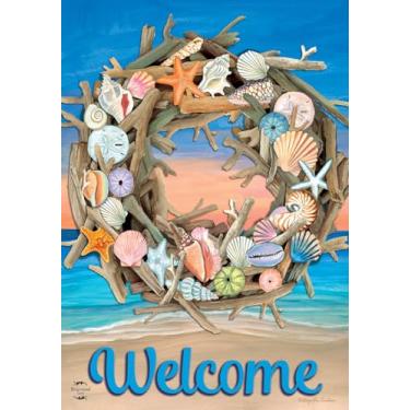 Imagem de Bandeira de jardim de verão Briarwood Lane Driftwood Wreath náutica 31,75 x 45,72 cm