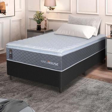 Imagem de Conjunto Box Preto Argel Cinza Espuma D33 Solteiro 96x203x67 - King House