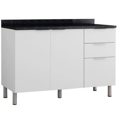 Imagem de Balcão Triplo Bartira Rubi Com 2 Portas E 3 Gavetas Branco