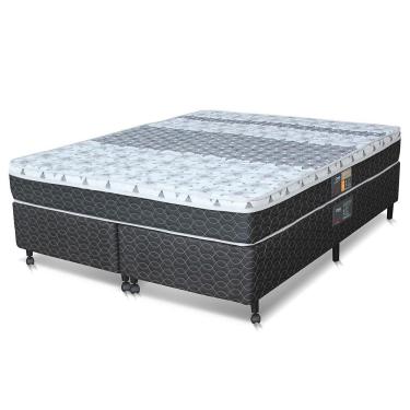 Imagem de Cama Box Queen Size Castor Sleep Class Com Mola Bonnel 64X158X198Cm Branco Com Cinza