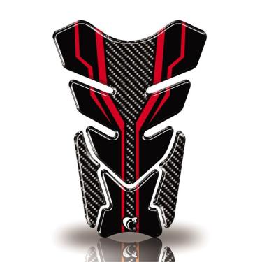 Imagem de Protetor De Tanque Adesivo Moto Cg Twister Cb Factor Fazer Gsx-S Carbono Vermelho