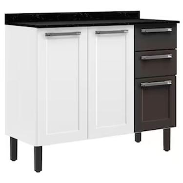 Imagem de Balcão Triplo Itatiaia Florença Com 3 Portas, 2 Gavetas E 2 Prateleiras Branco Com Grafite