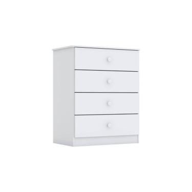 Imagem de Cômoda Solteiro Labirinto 4 Gavetas Branco - Henn