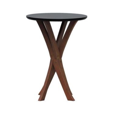 Imagem de Mesa Lateral Tiê Tampo Redondo Ø42 - Decorise, Amêndoa/Preto