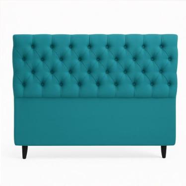 Imagem de Cabeceira Cama Box Solteiro 90cm Valentina Estofada - Divani, Ciano es