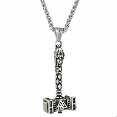 Imagem de Cordão Masculino Martelo de Thor em Aço Inoxidável – Pingente Viking Valknut de Odin, Amuleto de Proteção – Colar Mjolnir Moda Masculina Nórdica, Presente para Amigo Com Significado, Estilo Tribal