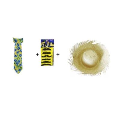 Imagem de Festa Junina Gravata + Chapéu+ Bigodes- Fantasia Masculina - MOR