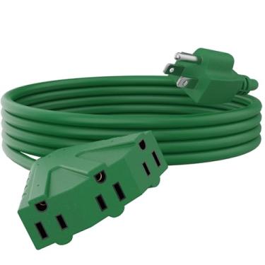 Imagem de PLUGTUL Cabo De Extensão Externo 15 Pés Com Várias Tomadas, Calibre 14, 3 Sjtw, 15A 14Awg 1875W Sjtw - Ótimo Para Luzes Decoração Natal, Verde