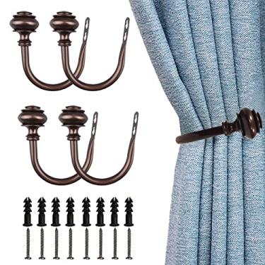 Imagem de Kowibcl 4 Peças De Prendedores Cortina - Parede Com Parafusos, Suportes Decorativos Para Quarto, Sala Estar, Escritório E Casa, Bronze Médio