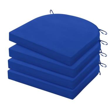 Imagem de HARBOREST Conjunto De 4 Almofadas Para Cadeiras Área Externa, Resistente À Água, Com Amarras, Assento Móveis, 43 Cm X 40 5 Cm, Azul Royal