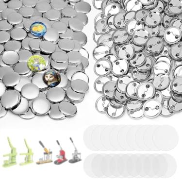 Imagem de KUNTAERY Conjunto Com 200 Suprimentos Para Fabricação De Botões 0,98", Peças Metal Em Branco 25 Mm Papel E Filme Transparente Máquina, Alfinete Prensa