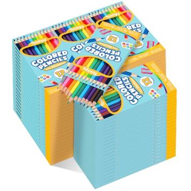 Imagem de 1008 lápis de cor para crianças, 84 pacotes de lápis de cor a granel 12 cores, lápis de cor pré-afiados para adultos, material escolar a granel para professores, material de volta às aulas, prêmios de