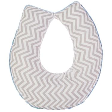 Imagem de Almofada Amamentação Algodão Bebê Menina Chevron Com Azul