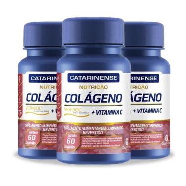 Imagem de Kit 3 Colágeno Verisol + Vitamina C Catarinense 60 Cápsulas