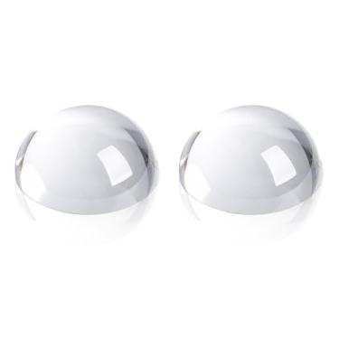 Imagem de SWTHONY 2 peças de peso de papel de ampliação de cúpula de cristal de 7,9 cm, pesos de papel de vidro de lupa de leitura para eventos ao ar livre, mesa de escritório